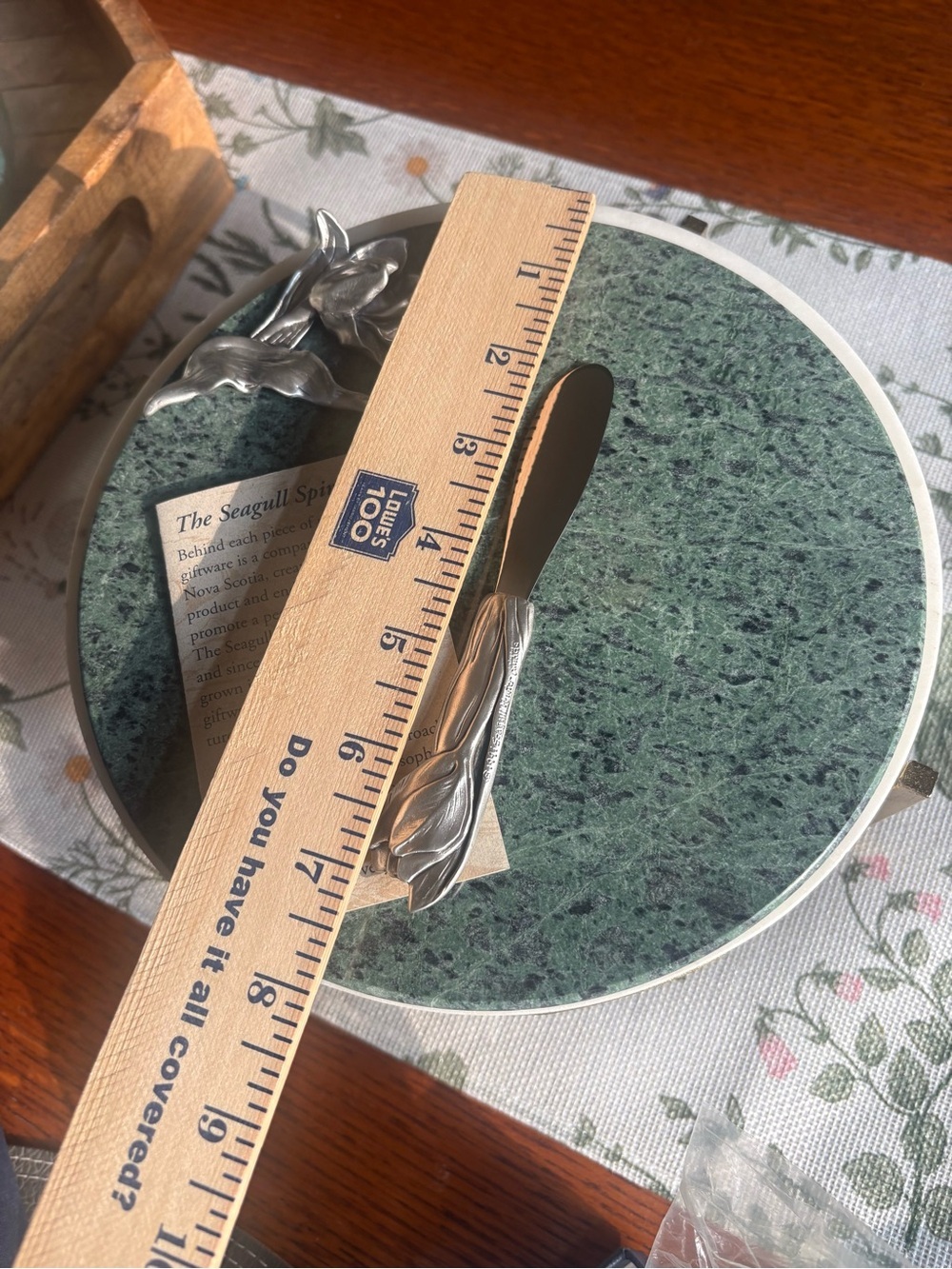 Seagull Pewter Calla Lily Marble Trivet & Butter Spreader Gift Set NIB - Picture 5 of 10